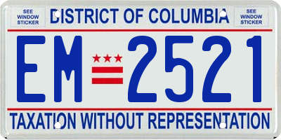 DC license plate EM2521