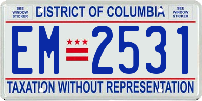 DC license plate EM2531