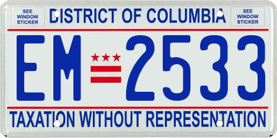 DC license plate EM2533