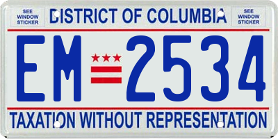 DC license plate EM2534