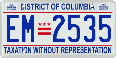DC license plate EM2535