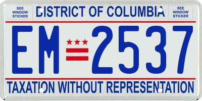 DC license plate EM2537