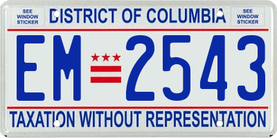 DC license plate EM2543