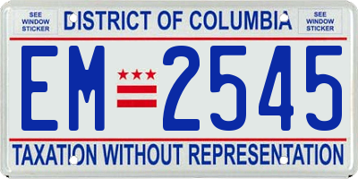 DC license plate EM2545