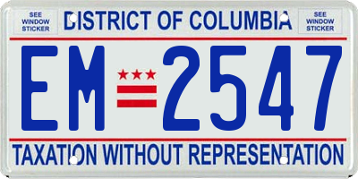 DC license plate EM2547