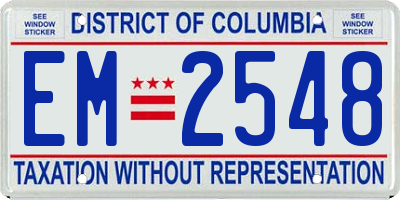 DC license plate EM2548