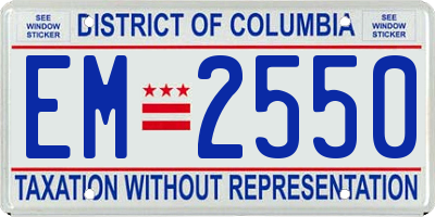 DC license plate EM2550