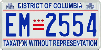 DC license plate EM2554
