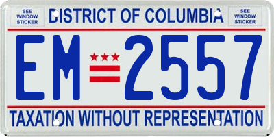 DC license plate EM2557