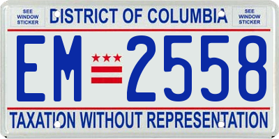 DC license plate EM2558