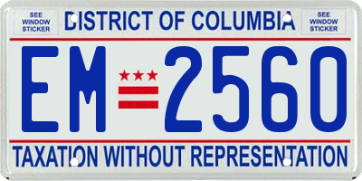 DC license plate EM2560