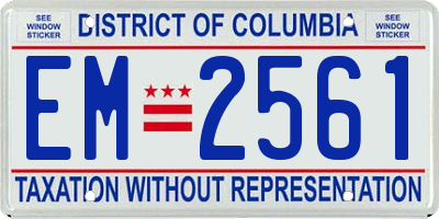 DC license plate EM2561