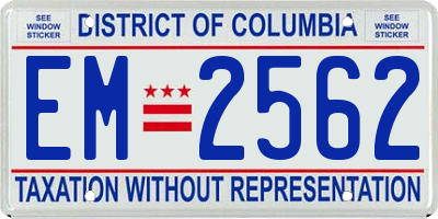 DC license plate EM2562