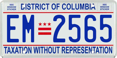 DC license plate EM2565