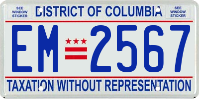 DC license plate EM2567