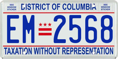 DC license plate EM2568