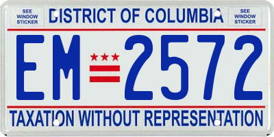 DC license plate EM2572