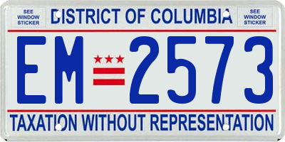 DC license plate EM2573