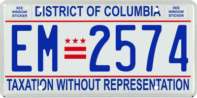 DC license plate EM2574