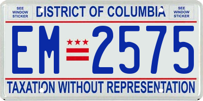 DC license plate EM2575