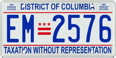 DC license plate EM2576