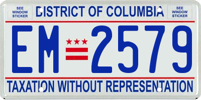 DC license plate EM2579