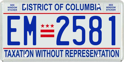 DC license plate EM2581