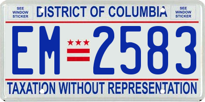 DC license plate EM2583