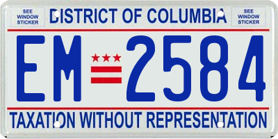 DC license plate EM2584