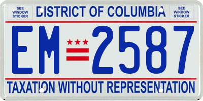 DC license plate EM2587