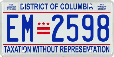 DC license plate EM2598