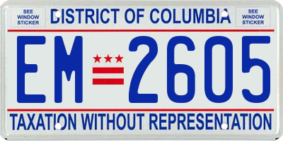 DC license plate EM2605