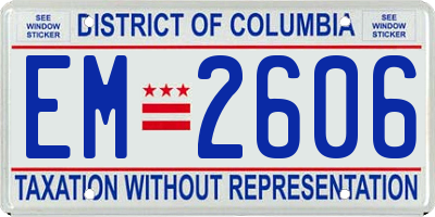 DC license plate EM2606