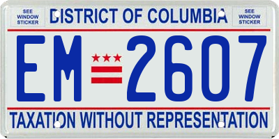 DC license plate EM2607