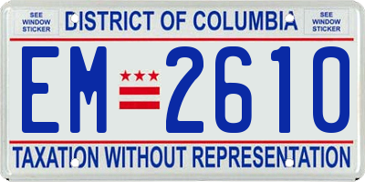 DC license plate EM2610