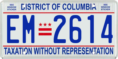DC license plate EM2614