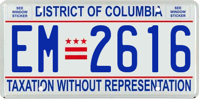 DC license plate EM2616