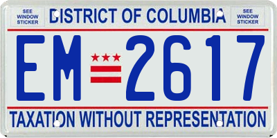 DC license plate EM2617