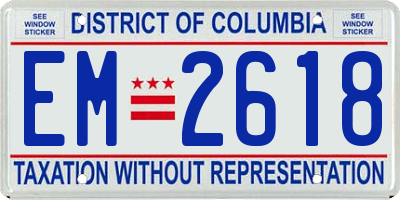 DC license plate EM2618