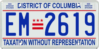 DC license plate EM2619