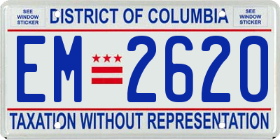 DC license plate EM2620