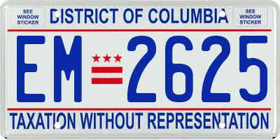 DC license plate EM2625