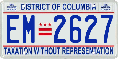 DC license plate EM2627