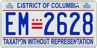 DC license plate EM2628