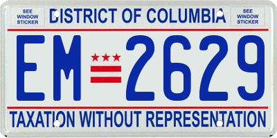 DC license plate EM2629