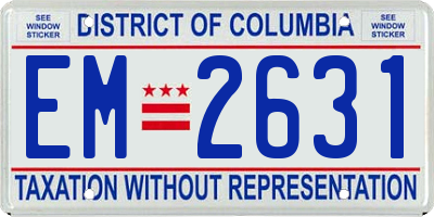 DC license plate EM2631