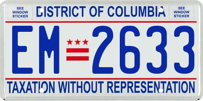 DC license plate EM2633