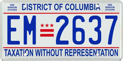DC license plate EM2637