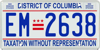 DC license plate EM2638