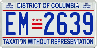 DC license plate EM2639